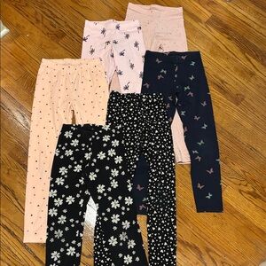 Girl’ Leggings Set - Pink, Cream, and Black